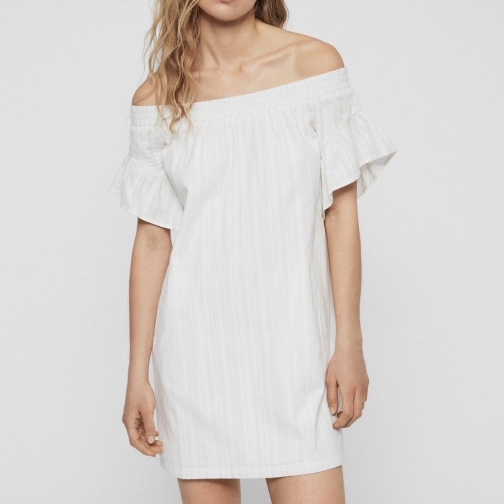 All Saints Adela Adi Off The Shoulder Mini Dress White